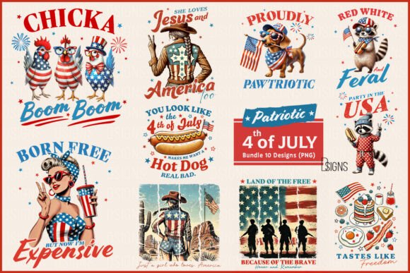 4th of July USA Patriotic Bundle Png