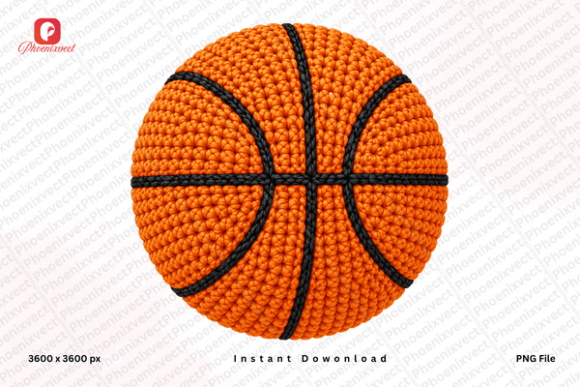 Faux Yarn Crochet Basketball PNG Guide