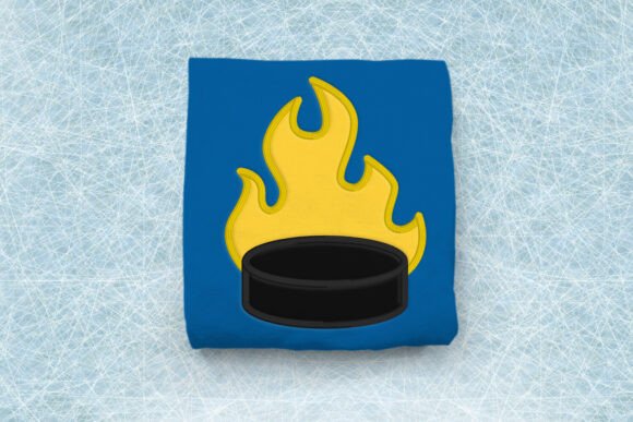 Flaming Hockey Puck Applique Embroidery: A Practical Asset for Custom Apparel