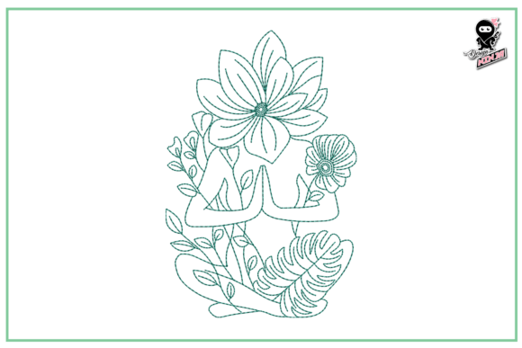 Integrating Lotus Girl Floral Redwork Embroidery into Creative and Commercial Workflows