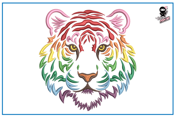 Rainbow Tiger: High-Quality Machine Embroidery Design