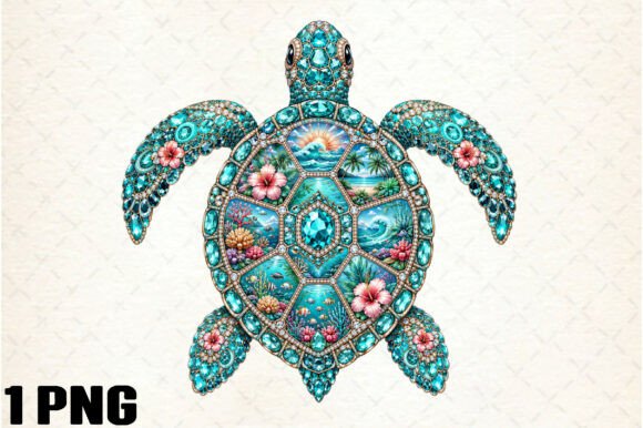 Rhinestone Colorful Sea Turtle PNG: Integrating High-Resolution Assets into Creative Workflows