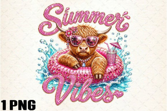 Rhinestone Highland Cow Summer PNG: Creative Applications for Seasonal Crafts