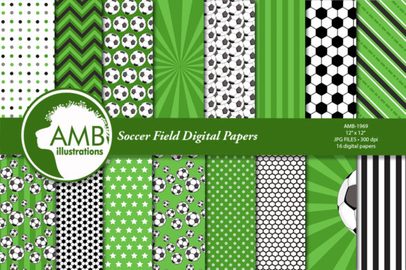 Soccer Field Digital Papers for Creative Projects